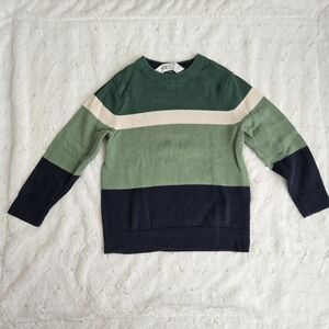 H&M Toddler Boys Colorblock Knit Sweater - Green, Cream, and Navy - US 3/4T